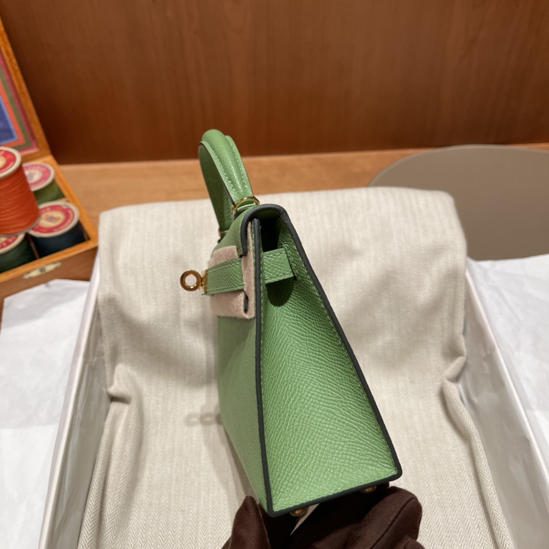 에르메스 미니 켈리백19 아보카도그린 금장 앱송